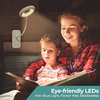 Rechargeable Bedside Reading Clip Lights – Touch Dimmer & Flexible Neck (Twin Pack, White)