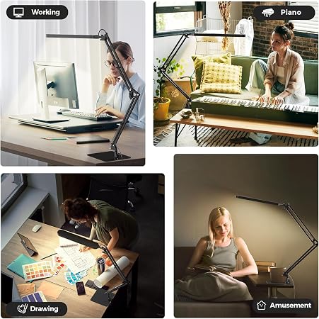 Architect Slim LED Desk Lamp – Adjustable Swing Arm & Eye-Caring Dimmer (Black)