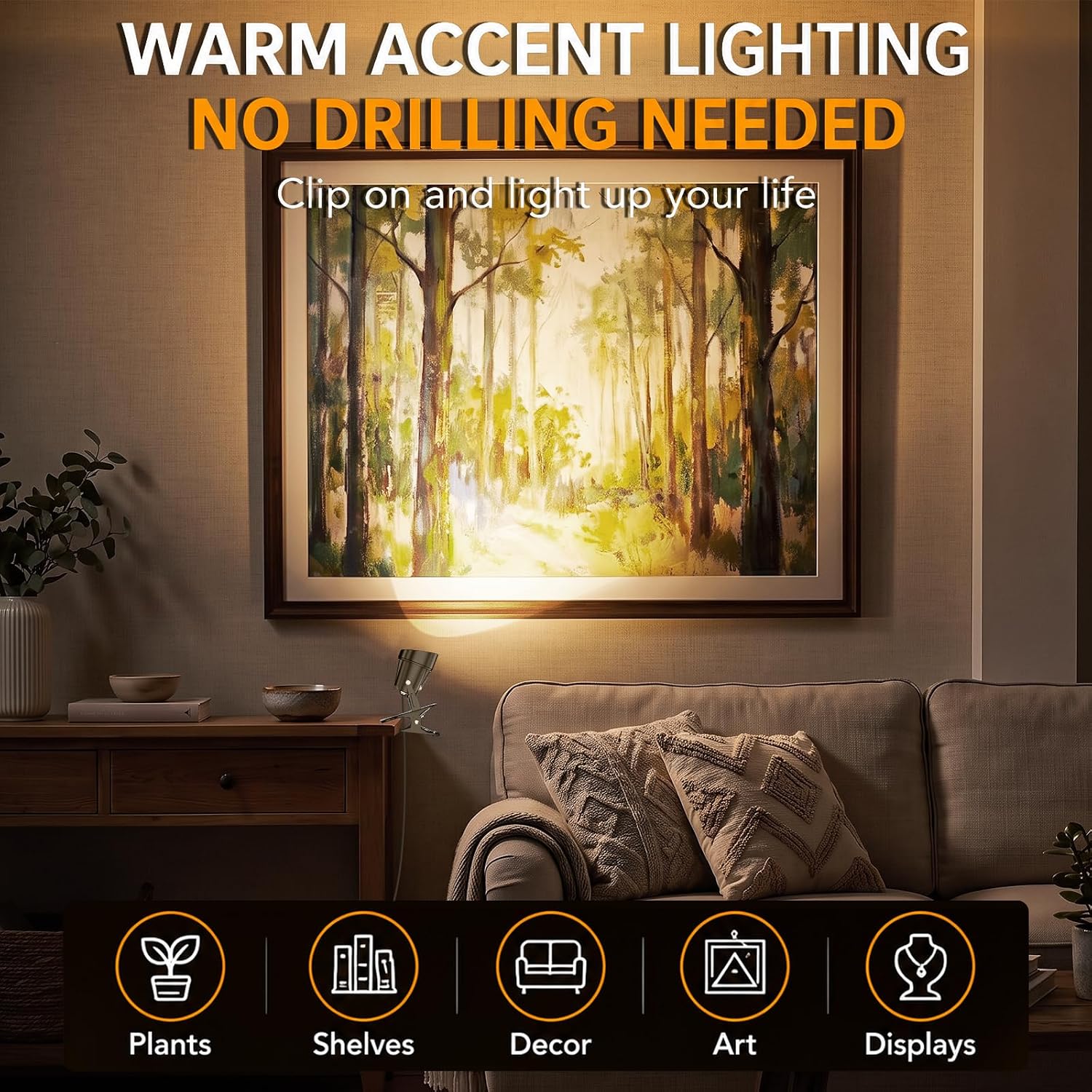 Warm White Architectural Clip-On Spotlights – UK 3-Pin Plug (Twin Pack)