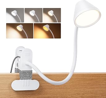 Somno Amber Glow Bedside Clip Light – RG0 Eye-Caring Night Reading Lamp (White)