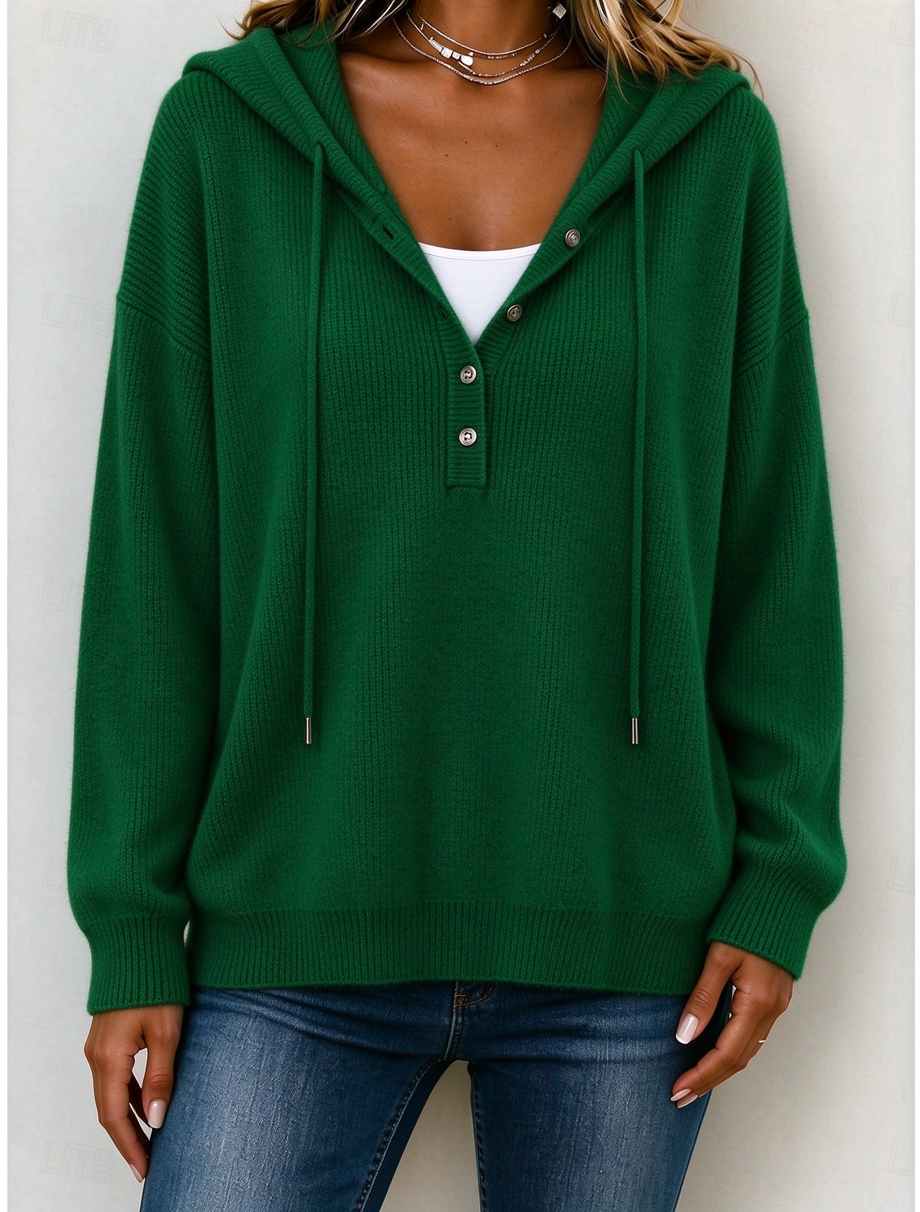 ⏰CLEARANCE💥 Women‘s Casual Loose Button Hooded Cashmere Sweatshirt