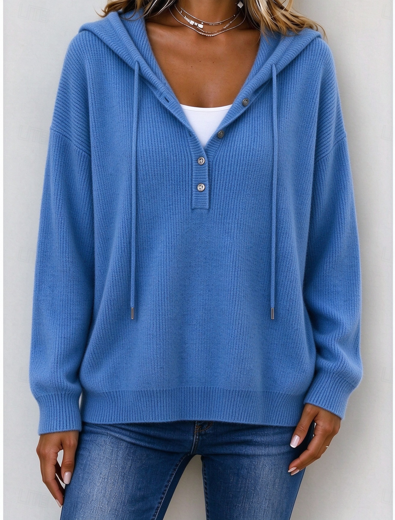 ⏰CLEARANCE💥 Women‘s Casual Loose Button Hooded Cashmere Sweatshirt
