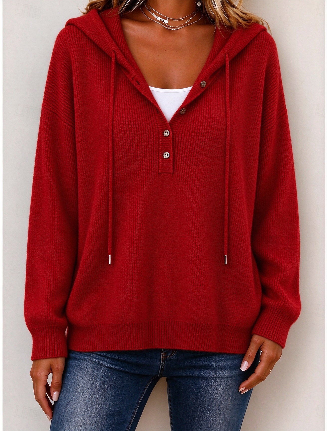 ⏰CLEARANCE💥 Women‘s Casual Loose Button Hooded Cashmere Sweatshirt