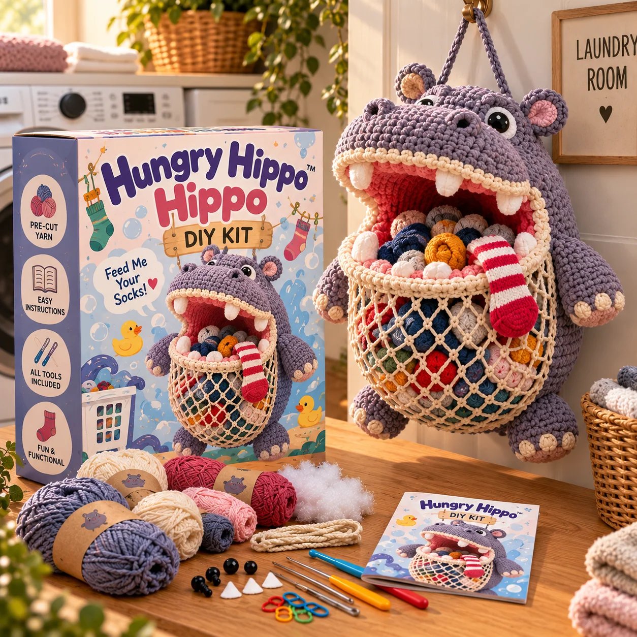 🧦😂Sock GobblersTM – Cute Animal Hanging Sock Holder, Funny Laundry Organizer 🦈🐊