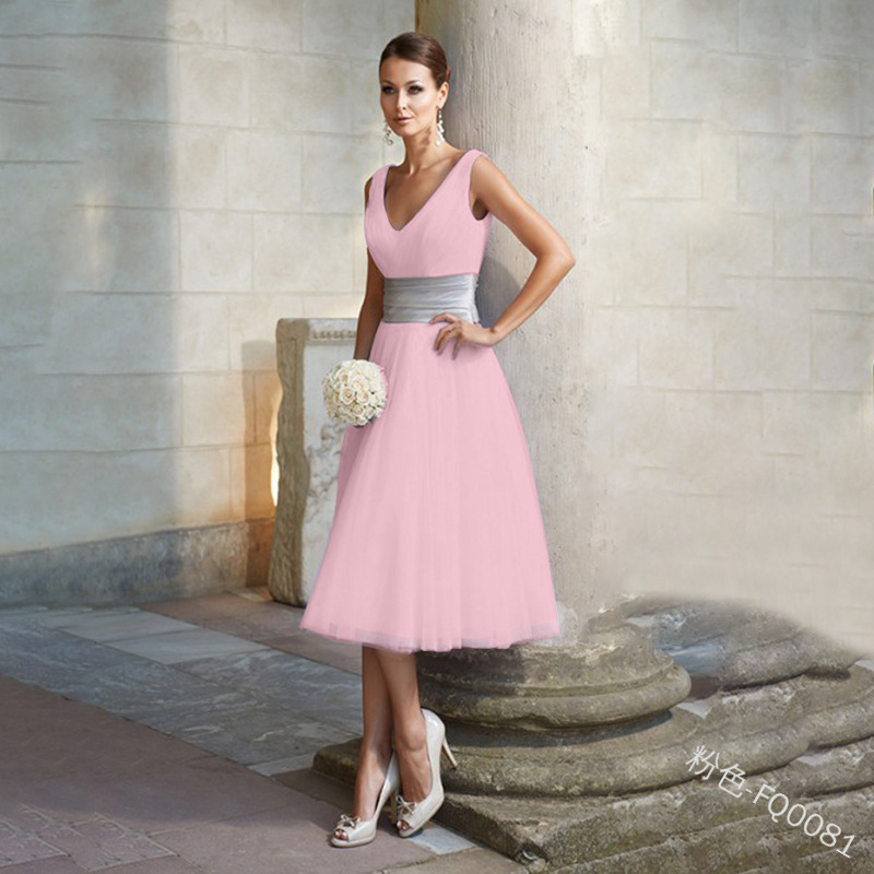Solid V-Neck Sleeveless A-Line Midi Dress
