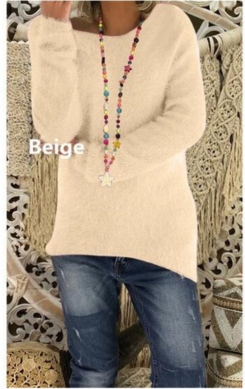 Women's Solid Color Long Sleeve Loose Knit Sweater