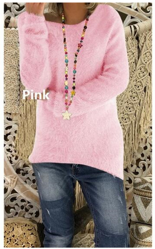 Women's Solid Color Long Sleeve Loose Knit Sweater