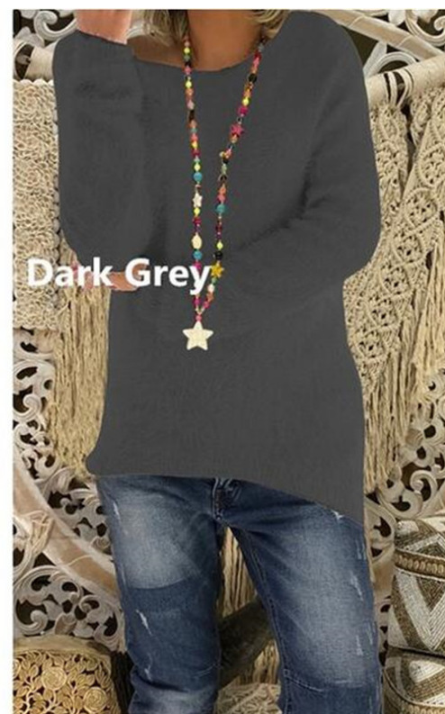 Women's Solid Color Long Sleeve Loose Knit Sweater