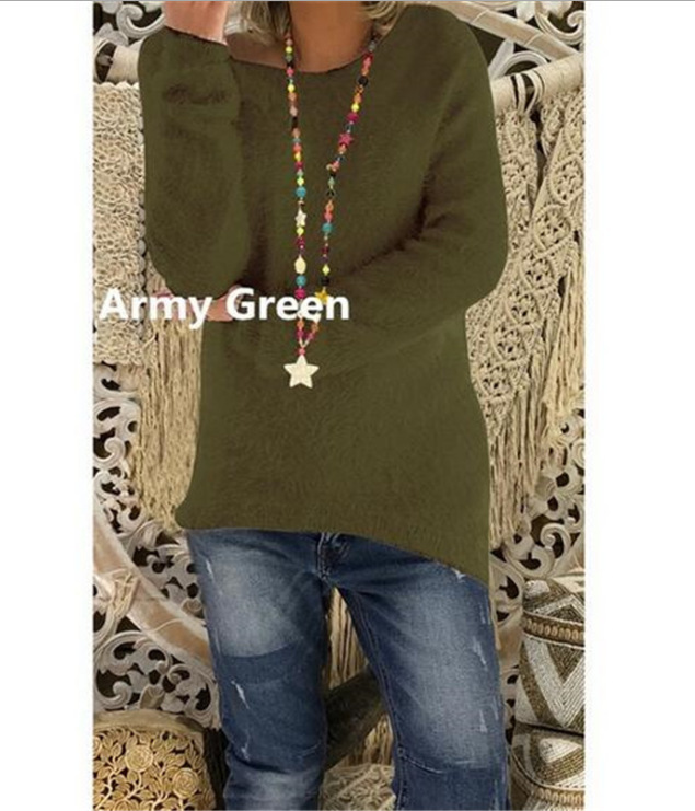 Women's Solid Color Long Sleeve Loose Knit Sweater