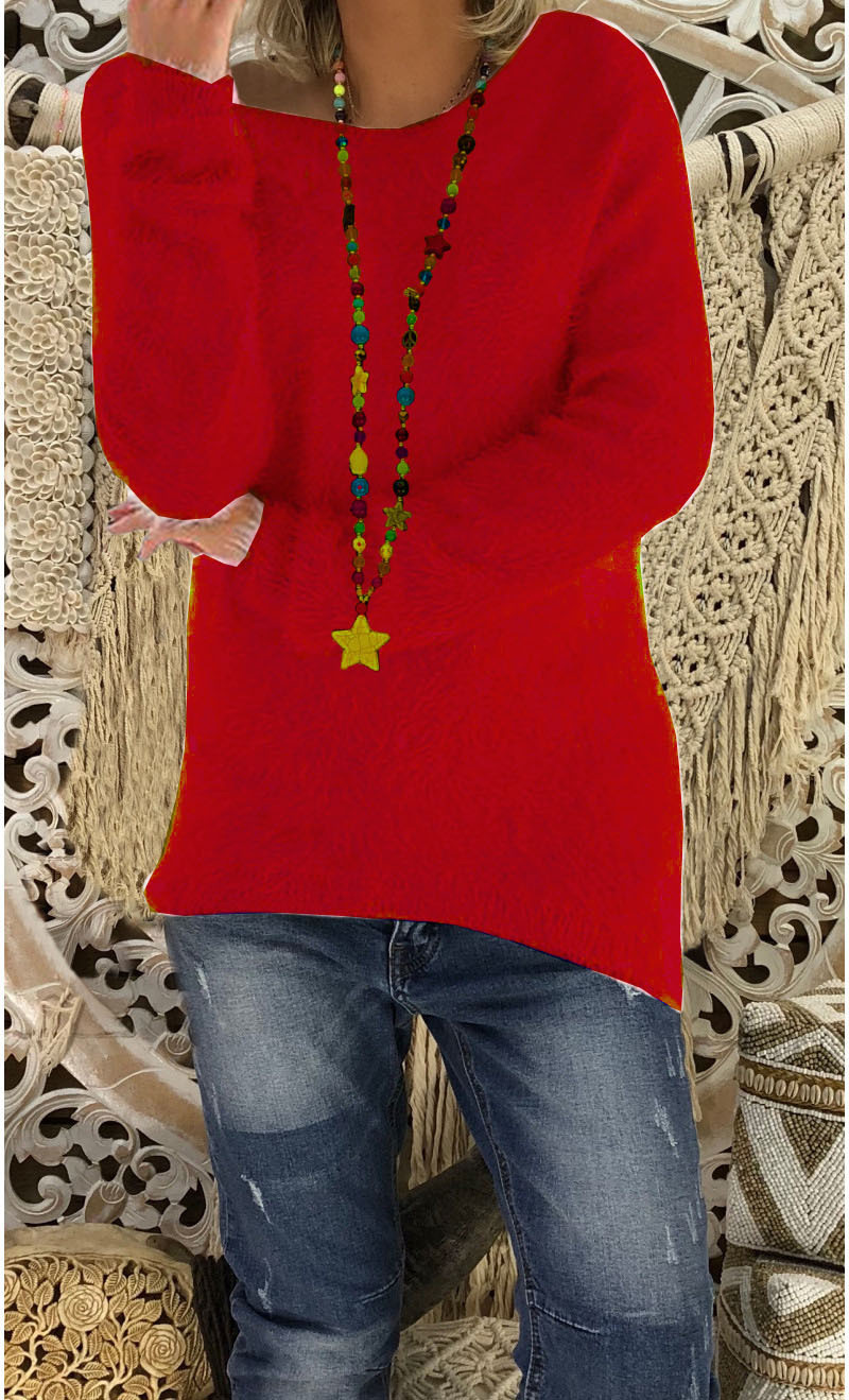 Women's Solid Color Long Sleeve Loose Knit Sweater