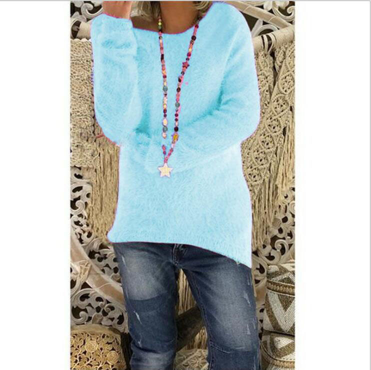 Women's Solid Color Long Sleeve Loose Knit Sweater