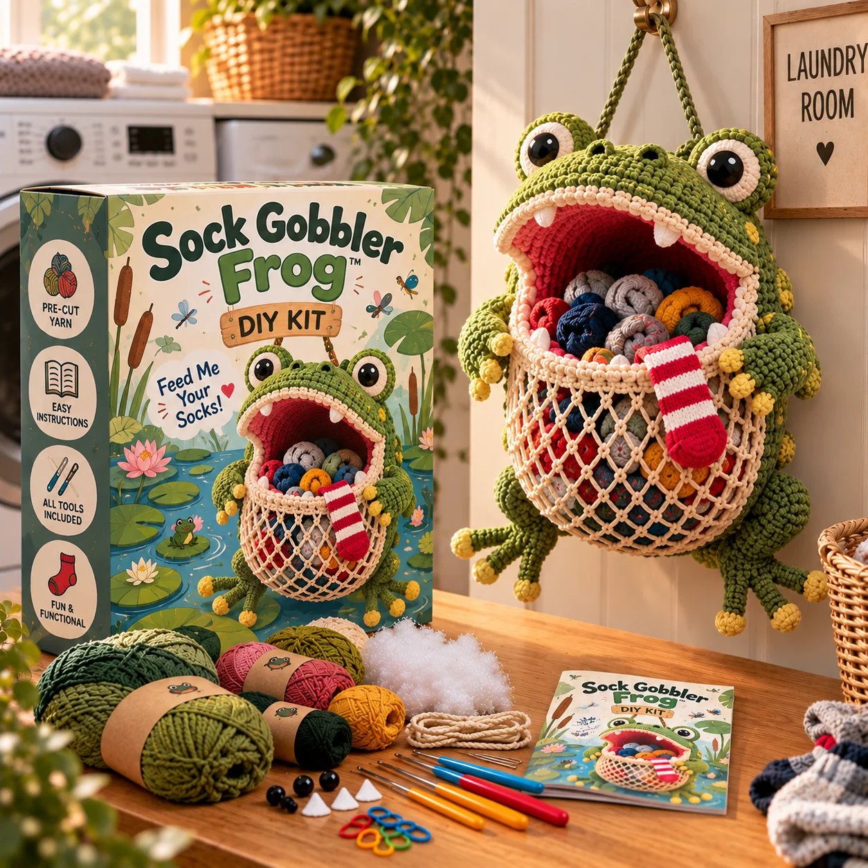 🧦😂Sock GobblersTM – Cute Animal Hanging Sock Holder, Funny Laundry Organizer 🦈🐊