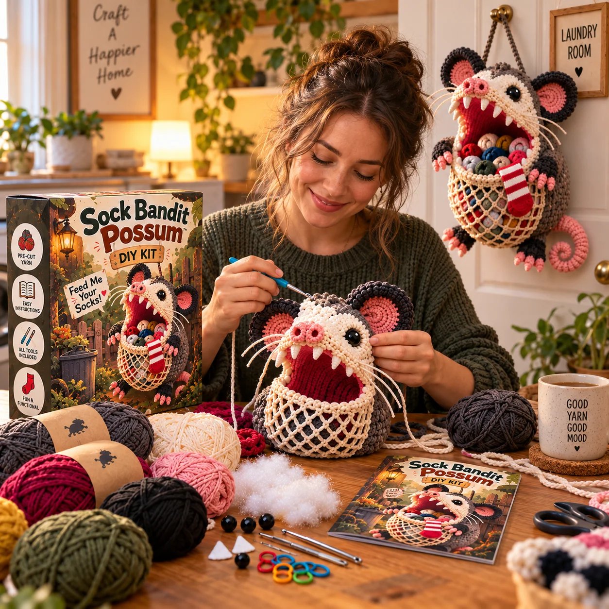 🧦😂Sock GobblersTM – Cute Animal Hanging Sock Holder, Funny Laundry Organizer 🦈🐊