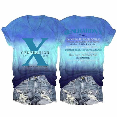 GenertionX Letter Print V-Neck Short Sleeve Women's T-Shirt