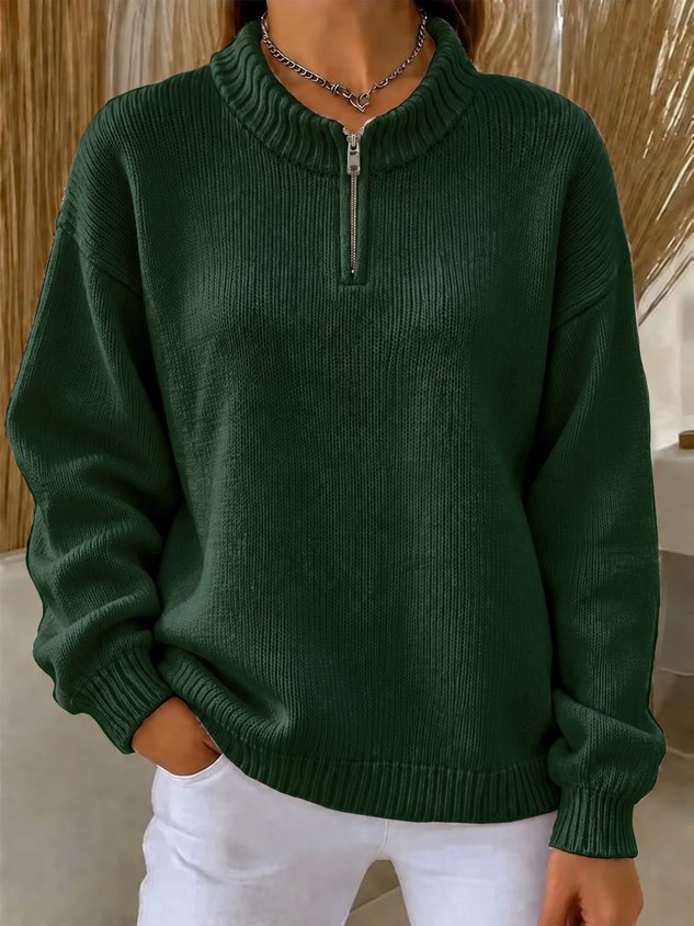 New Arrivals🔥Women's Cozy Half Zip Mock Neck Knit Sweater
