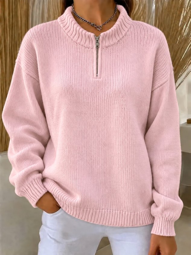 New Arrivals🔥Women's Cozy Half Zip Mock Neck Knit Sweater