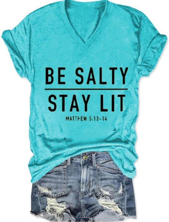 GenertionX Letter Print V-Neck Short Sleeve Women's T-Shirt