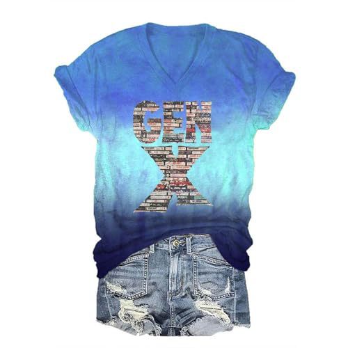 GenertionX Letter Print V-Neck Short Sleeve Women's T-Shirt