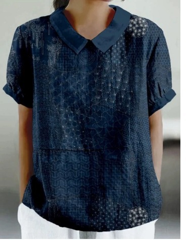 Women's Animal & Floral Print Short Sleeve Button-Front Shirt