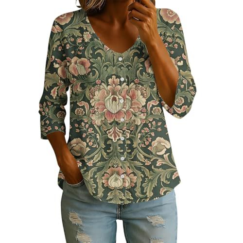 Women's Elegant Floral Print Half-Sleeve Blouse