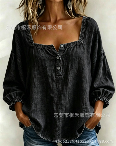Women's Unique Print Half-Sleeve One-Shoulder Blouse