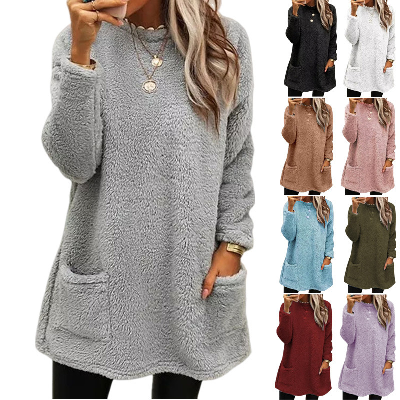 Women's Long-Sleeve Fleece Pullover Hoodie with Pockets