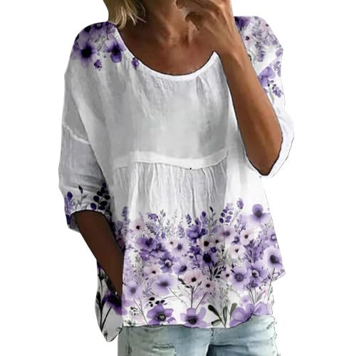Women's Elegant Floral Print Half-Sleeve Pullover Blouse