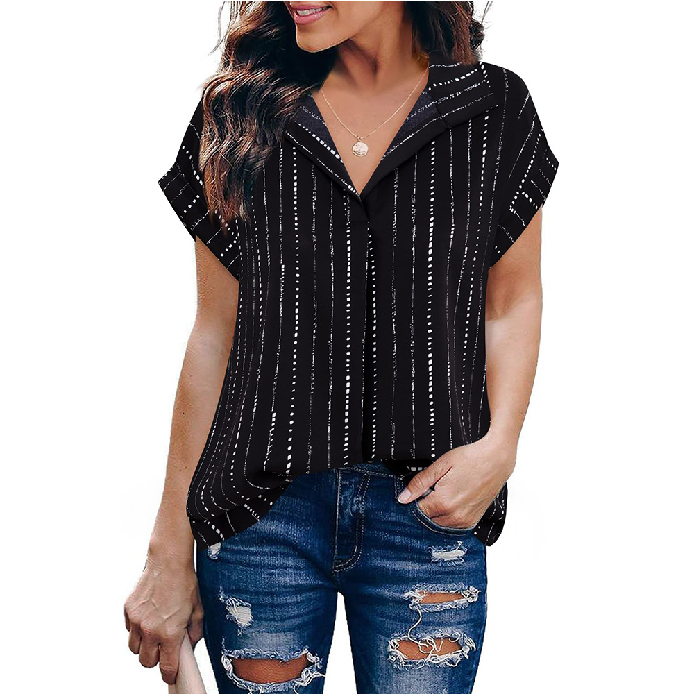 Women's Floral Print Drop Shoulder Short Sleeve Blouse