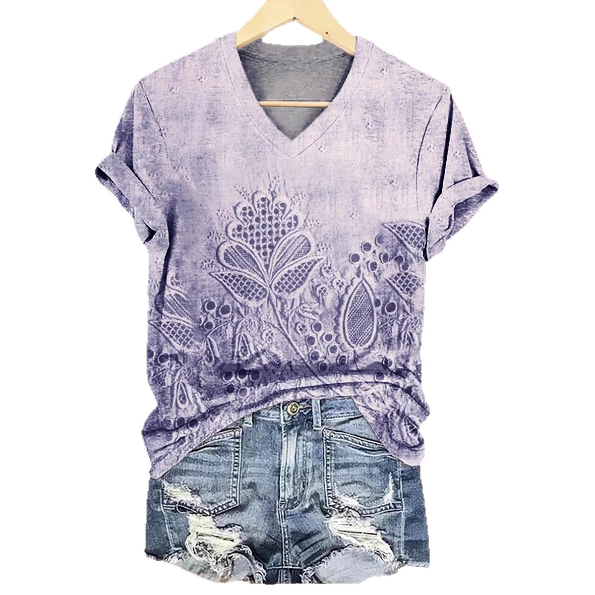 Mystic Totem Print V-Neck Short-Sleeve Women's T-Shirt