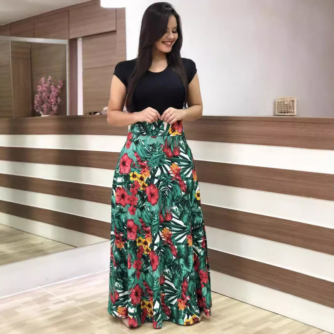 Floral Print Colorblock Long & Short Sleeve Dress