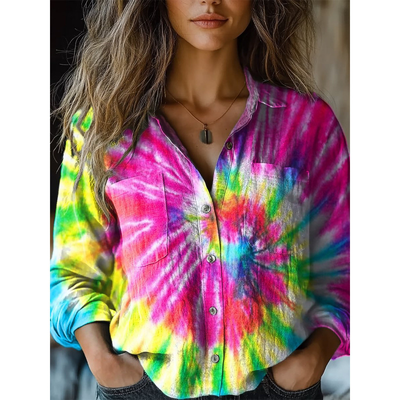 Women's Floral Print Long Sleeve Pocket Shirt