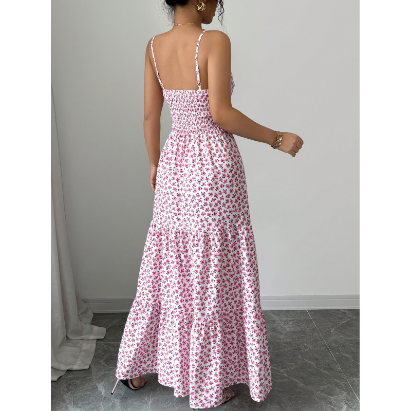 Women's Floral Print Cutout Long Cami Dress
