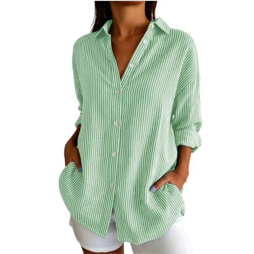 Women's Striped Print Long Sleeve Button-Down Shirt