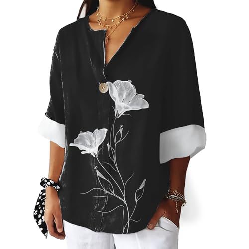 Women's Ink Painting Print Short Sleeve Blouse
