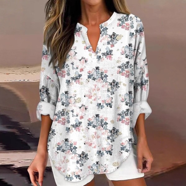 3D Digital Print Women's Loose Crew Neck Shirt