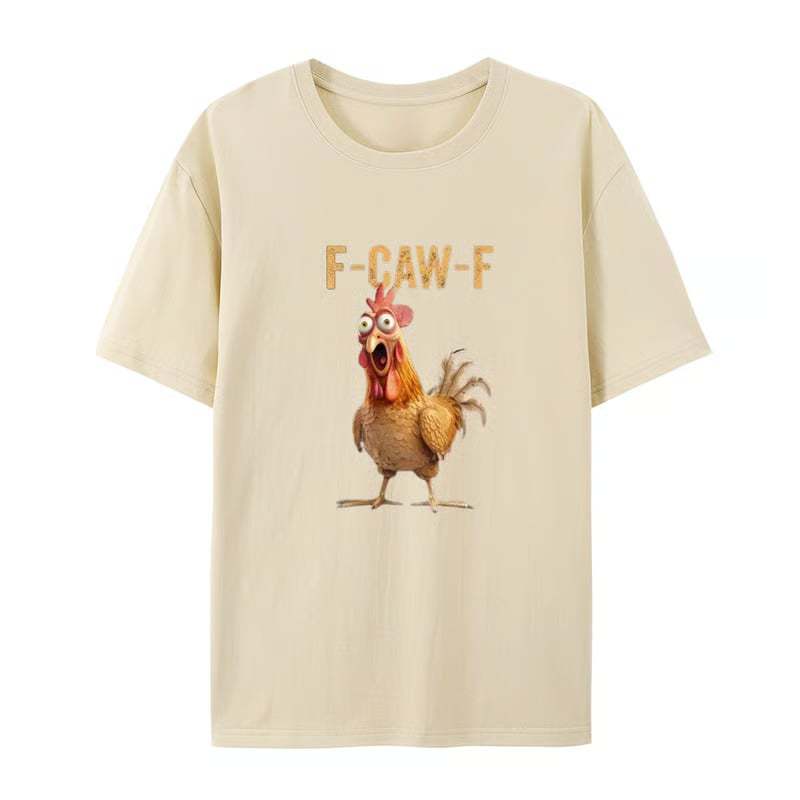 F-CAW-F Rooster Print Cotton Crewneck Short-Sleeve Women's Tee