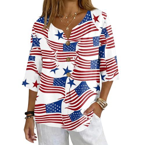 Summer Plaid Star Heart Print Button-Up Top