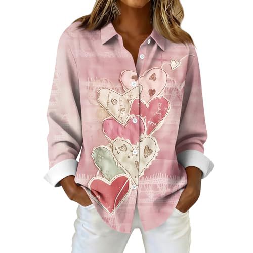 Women's Heart Print Long Sleeve Blouse