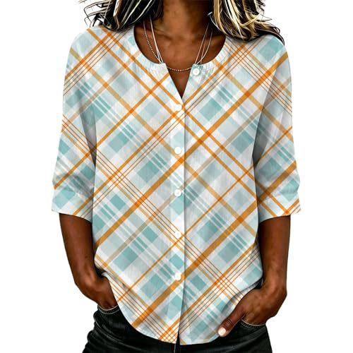 Women's Plaid Print Half-Sleeve Shirt