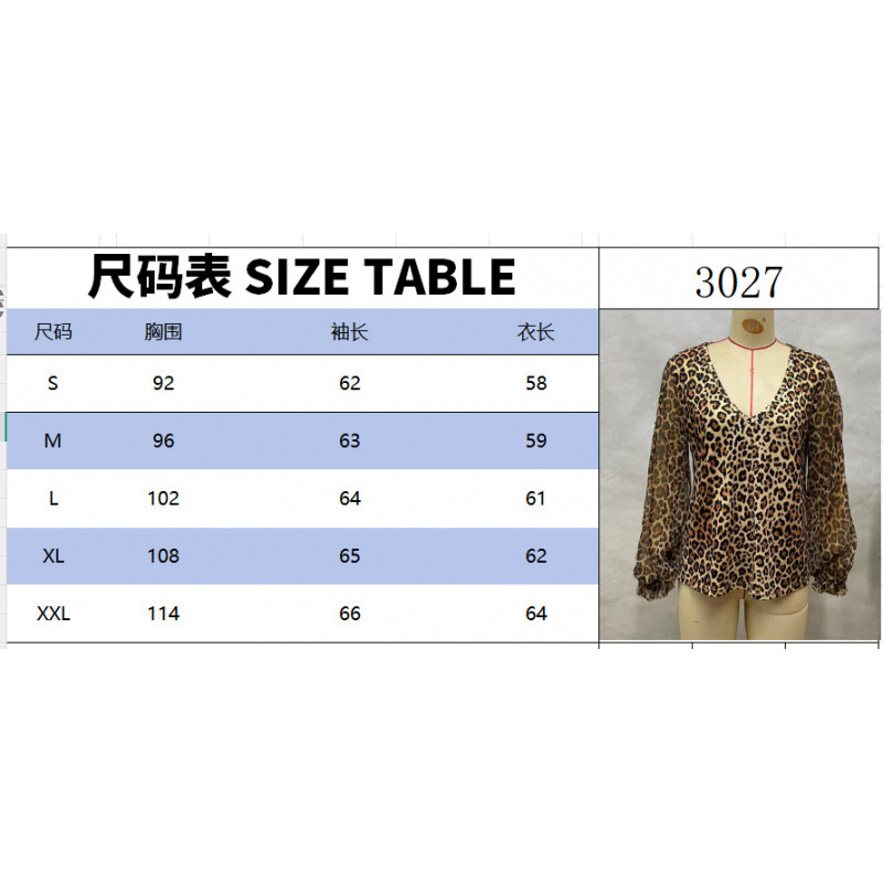 Leopard Print Color-Block V-Neck Knit Top Long Sleeve Casual Blouse