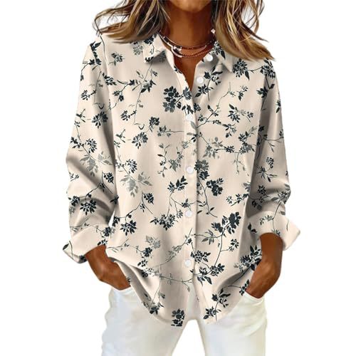 Women's Summer Floral Leaf Print Long Sleeve Blouse