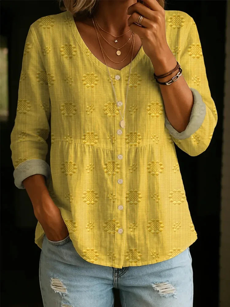 Women's Plaid Print Long Sleeve Shirt