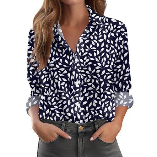 Women's Floral Polka Dot Print Long Sleeve Button-Up Shirt
