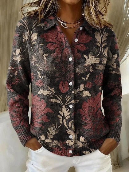 Women's Christmas Snowman Plaid Print Long Sleeve Shirt