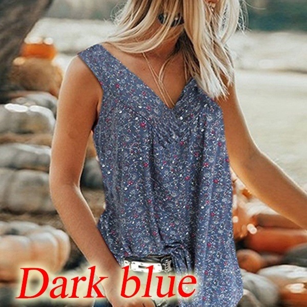 Women's Summer Floral Sleeveless V-Neck Tank Top
