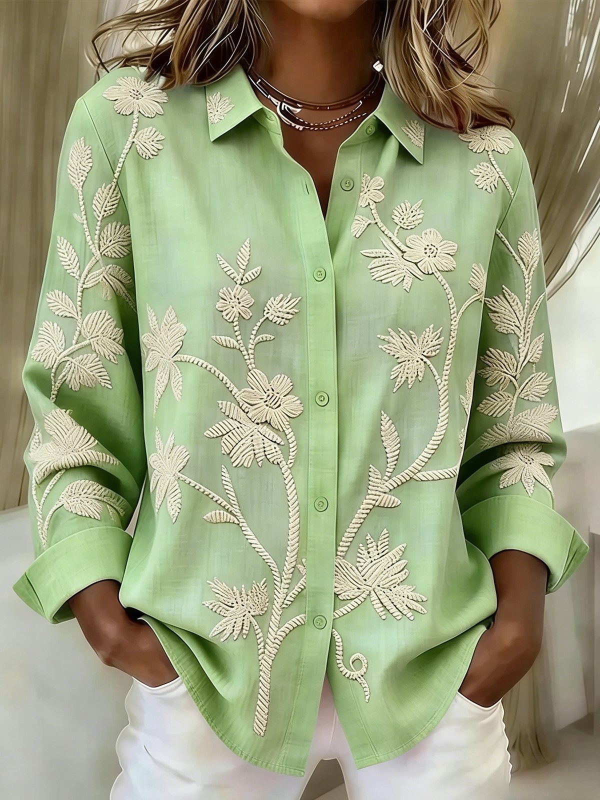 Women's Unique Pattern Print Long Sleeve Shirt