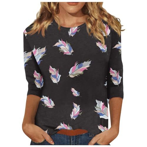 Leaf Floral Print Long Sleeve Casual Top