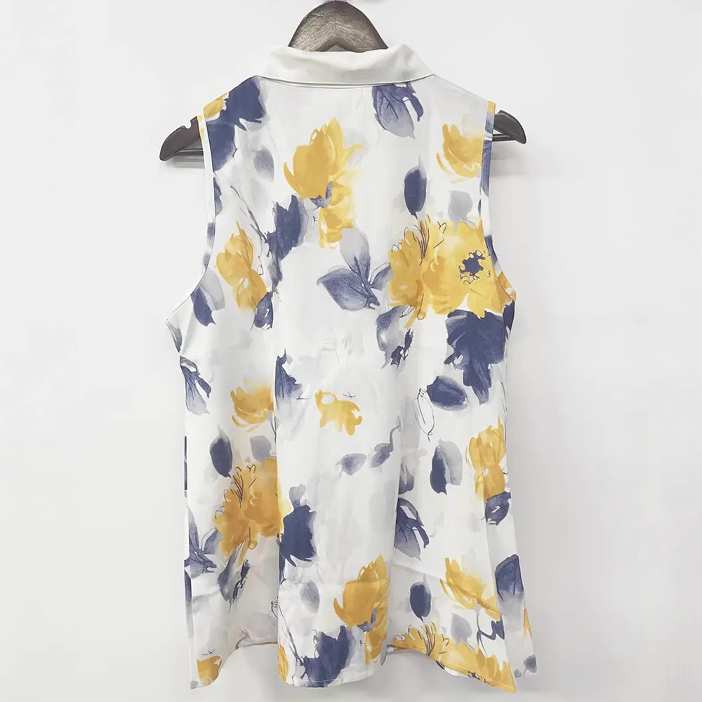Floral Print Sleeveless Collared Button-Up Blouse