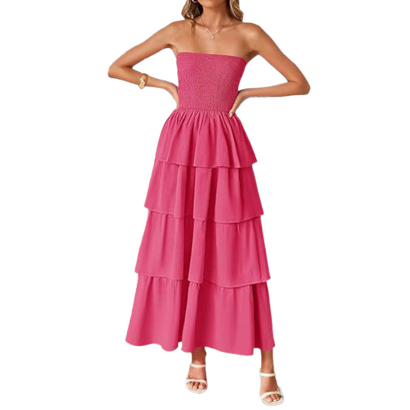 Women's Elegant Spaghetti Strap Open Back Slit Dress