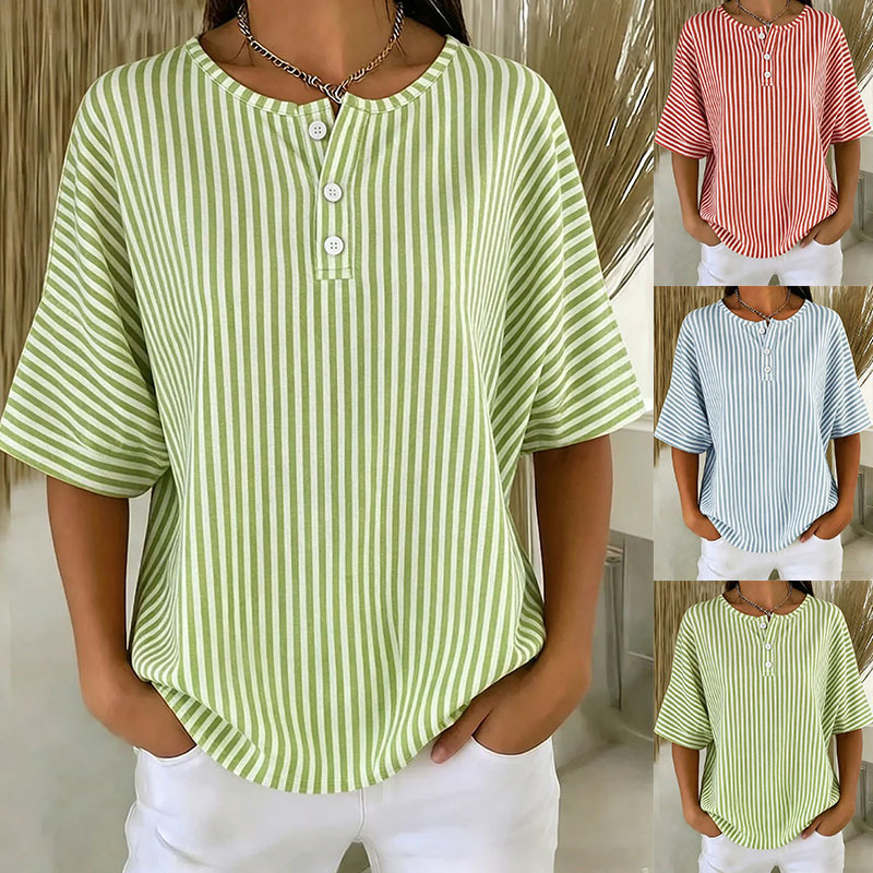 Women's Printed Round Neck Short Sleeve Shirt
